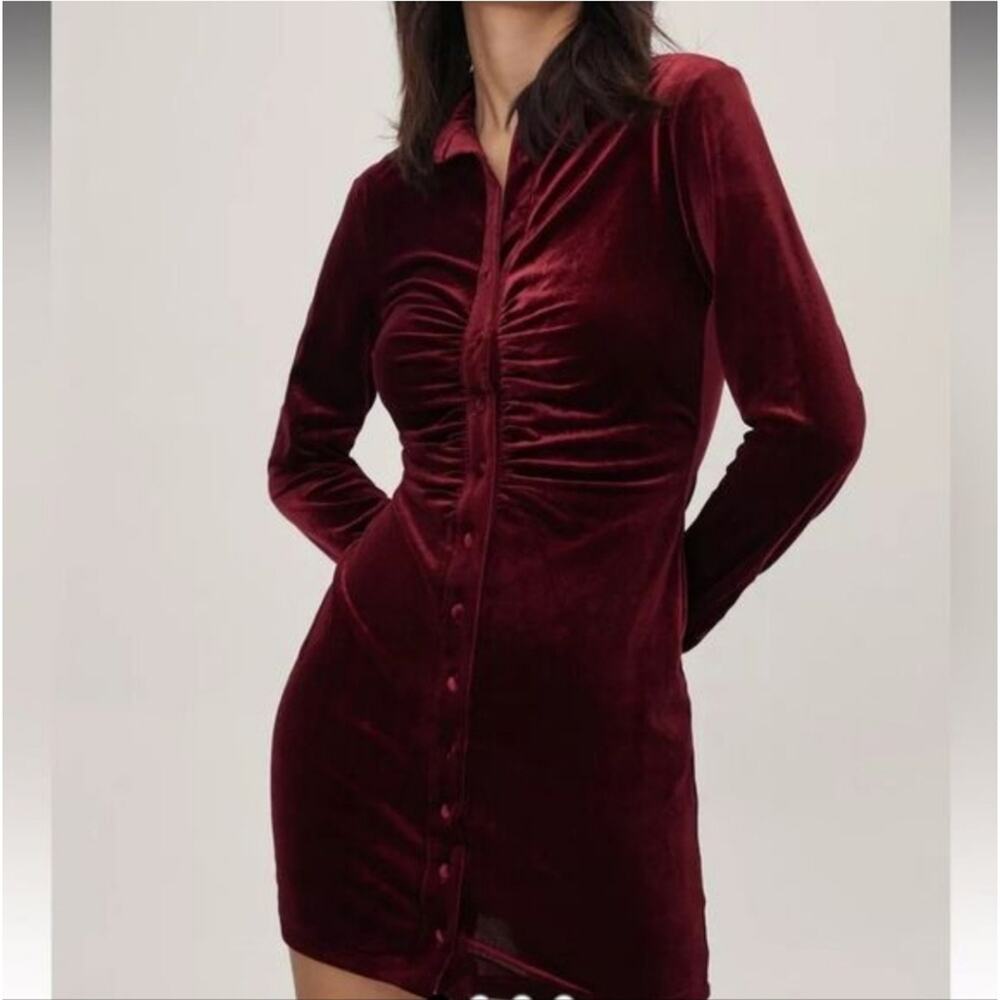 House of Harlow 1960 Velvet Ruched Bodycon Mini Dress